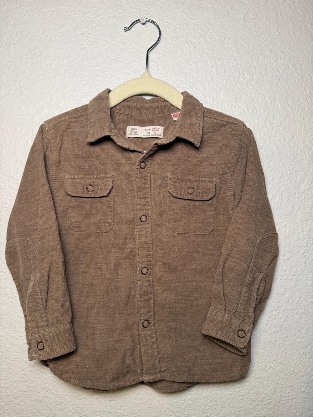 Zara Baby // Brown Corduroy Button-Down Shirt size 18-24 months